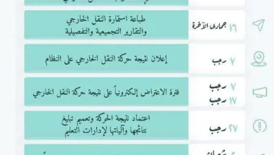 الجدول الزمني لحركة النقل الداخلي والخارجي 1440