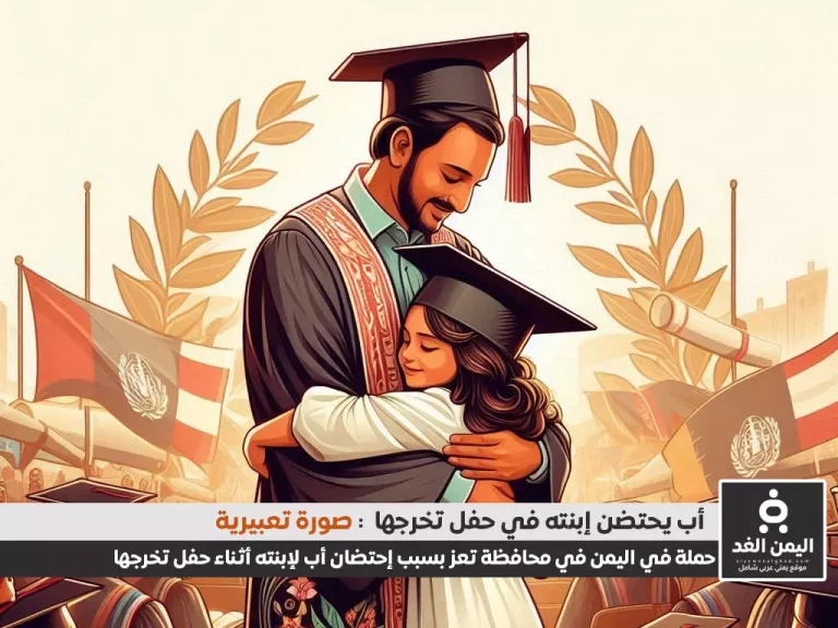 أب يحتضن إبنته اثناء حفل تخرجها