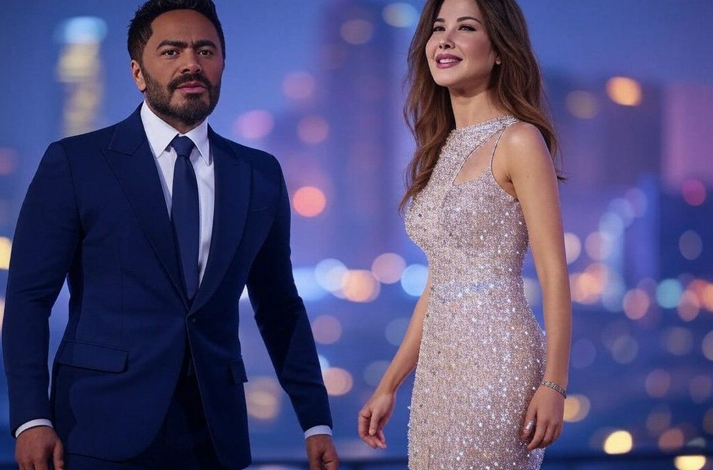 الفنان تامر حسني والفنانة نانسي