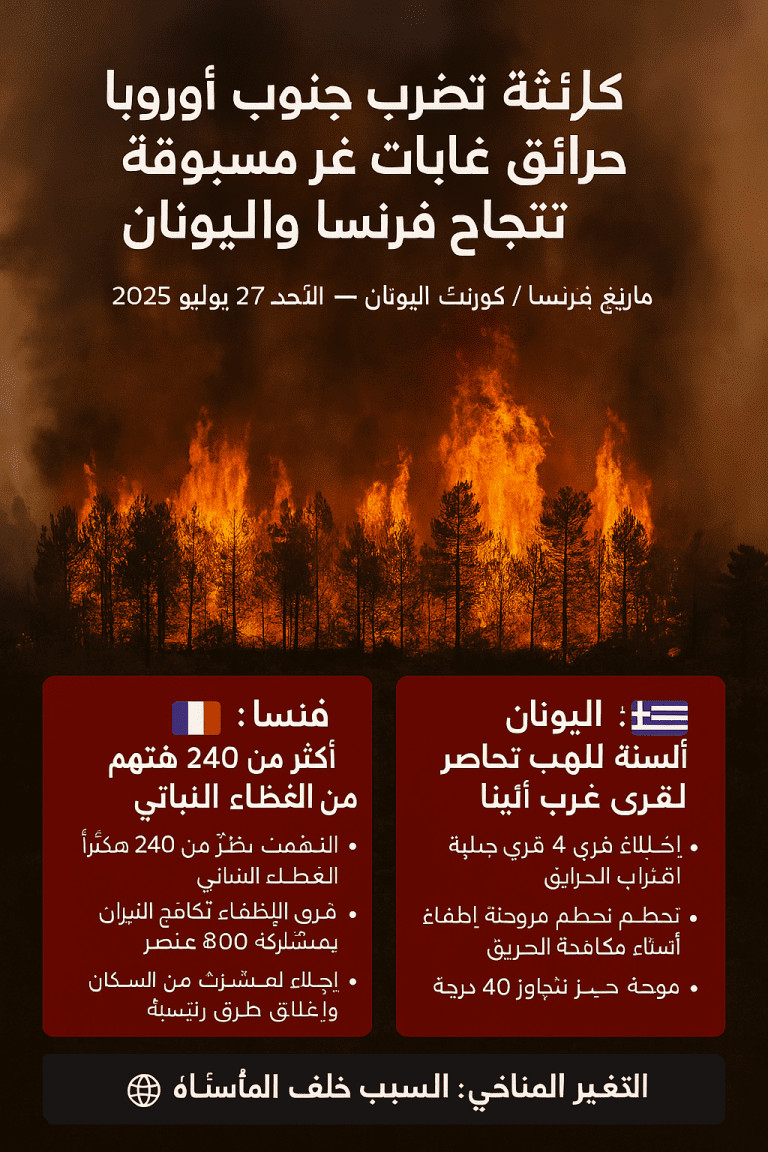 حرائق غابات في جنوب فرنسا واليونان