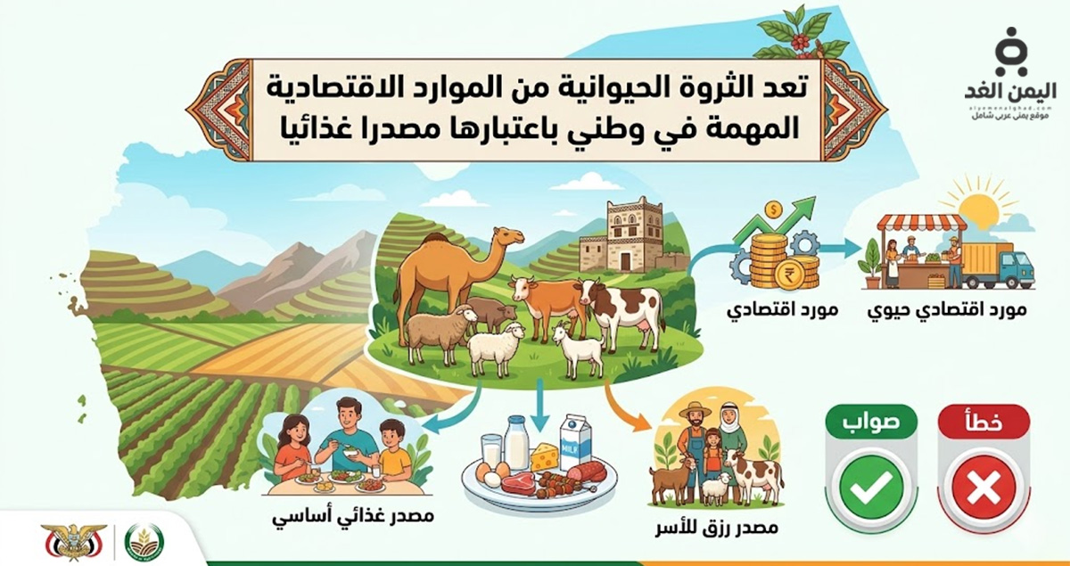 تم الحل: تعد الثروة الحيوانية من الموارد الاقتصادية المهمة في وطني باعتبارها مصدرا غذائيا صواب أو خطأ